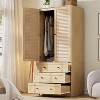 Wooden Armoire Wardrobe Closet with Drawers, Wardrobe Cabinet with Hanging Rod, 2 Doors Clothing Storage Cabinet, Louvered Door 69.5" - 2 of 4