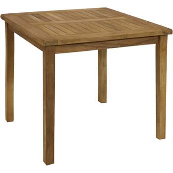 Sunnydaze Outdoor Solid Teak Wood with Light Stained Finish Square Patio Dining Table - 32" - Light Brown