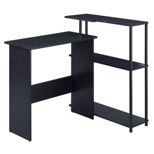Vynxaria L-Shaped Rectangular Writing Desk with 3-Tier Bookshelf - Ergonomic Workspace - 1 of 4