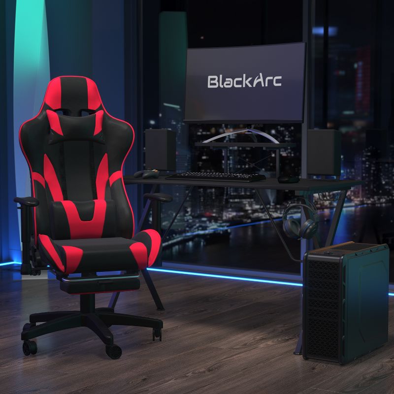 BlackArc Tango Gaming Desk & Chair Set - Reclining Gaming Chair with Slide-Out Footrest & Gaming Desk with Cupholder/Headphone Hook, 3 of 15