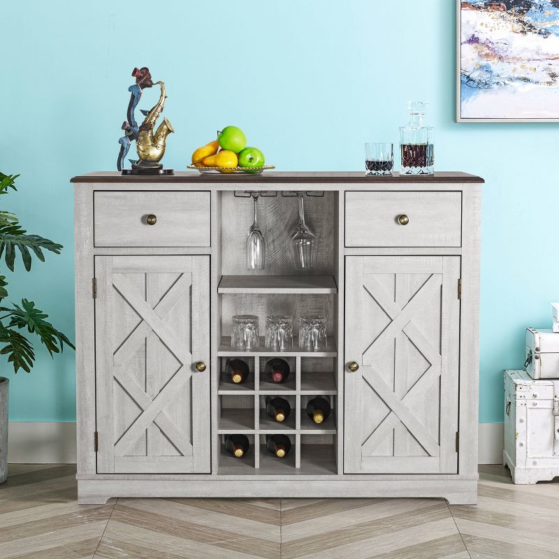 47&#34; Wood Bar Cabinet with Brushed Nickel Knobs - Home Essentials, 5 of 10