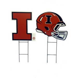 NCAA Illinois Fighting Illini 2pk Logo and Helmet Garden Stake Set - 1 of 1