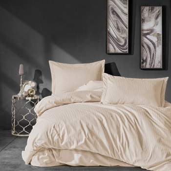 Sussexhome Satin Duvet Cover Set, High Quality Cotton Queen Size Set, 1 Duvet Cover, 1 Fitted Sheet and 2 Pillowcases