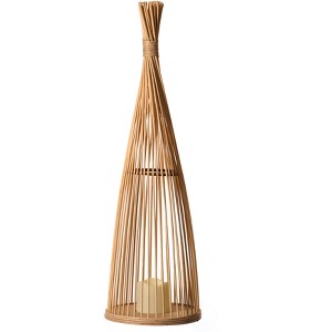 Vintiquewise Rattan Designed Bamboo LED Lantern Lamp Battery Powered for Indoor and outdoor - 1 of 4