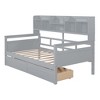 NicBex Twin Size Daybed with Storage Wooden Day bed Frame with Shelf Cabinet and 2 Large Drawers for Apartment - 4 of 4