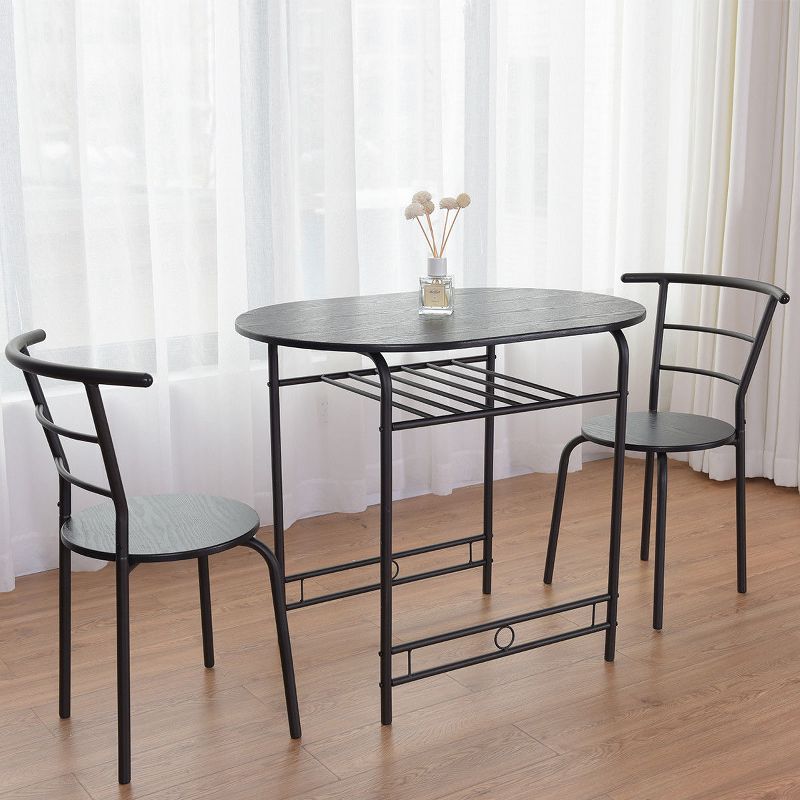 Costway 3 PCS Dining Set Table and 2 Chairs Home Kitchen Breakfast Bistro Pub Furniture Black, 5 of 11