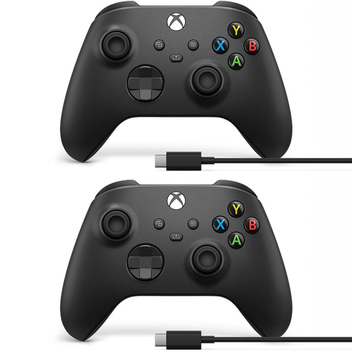 Microsoft Xbox Wireless Controller with USB-C Cable, Carbon Black (2-Pack)