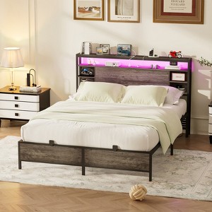 Aheaplus Bed Frame with Charging Station and RGB LED Lights - 1 of 4