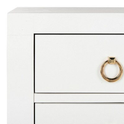 White and Gold Transitional 3-Drawer Chest with Soft Close