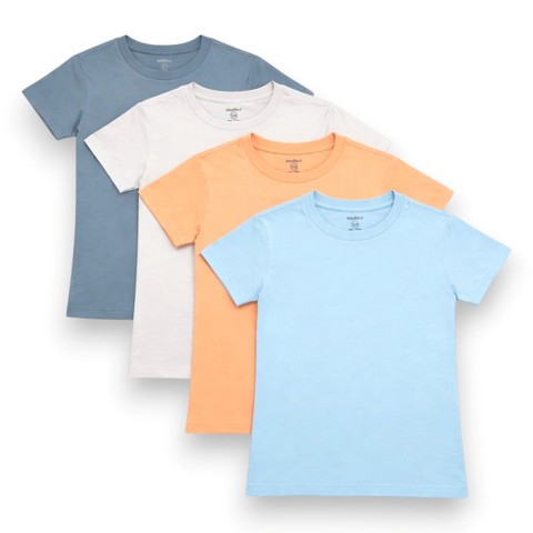 Studio 3 Big Girls' 4-Pack Assorted Color T-Shirts, Peach/Grey/White/Lt.Blue, 8