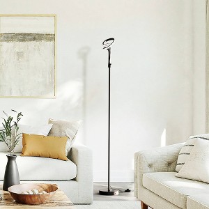 Infibrite 59" 12W Modern Elegance Floor Lamp (Includes LED Light Bulb) Soft White Loop Design Matte Black and Rose Gold: Torchiere Style - 1 of 4