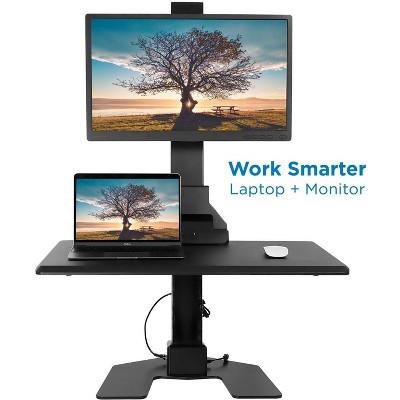 ElectraLift 28" Motorized Standing Desk Converter with Full Motion Monitor Mount