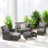 Mshliw 6-Piece Wicker Patio Furniture Set with Ottoman & Tempered Glass Coffee Table – Rattan & Cushions for Outdoor Garden, Patio, or Balcony - 3 of 4