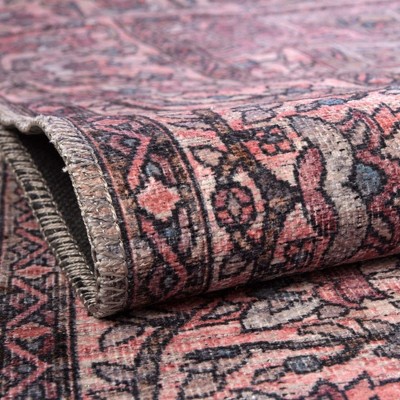 Mangata 5 ft Square Beige and Pink Chenille Area Rug