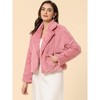 Allegra K Women's Cropped Notch Lapel Open Front Faux Fur Fluffy Coat - 3 of 4
