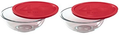 World Kitchen Smart Essentials 4-quart Glass Mixing Bowl, Pack Of 2 Bowls  Red : Target