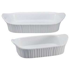 CorningWare French White 2pc Ceramic Bakeware Set - 1 of 3