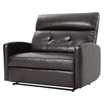 Halima 2-Seater Faux Leather Recliner - Brown - Christopher Knight Home