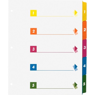 Business Source Index Dividers w/TOC 1-5 5 Tab 24ST/BX Multi 21908