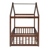 TopComfy Beds Twin Size Wood House Bed Frame With Fence Walnut Finish Solid Wood Construction Safe Edge Details for Kids, Brown, 79.13"*16.61"*5.51" - 4 of 4