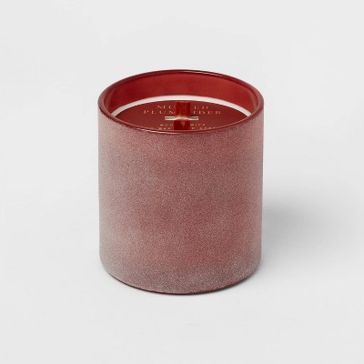 14oz 2-Wick Bronze Brown Dusted Cylinder Glass Mulled Plum Cider Woodwick Candle Brown - Threshold™