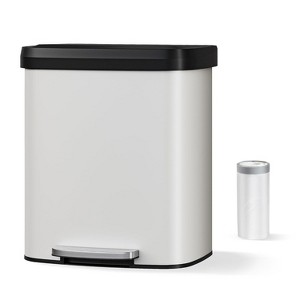 13 Gallon/50 Liter Metal Large Trash Can with Lid, Suitable for Kitchen, Office, Bedroom Trash Can - 1 of 4