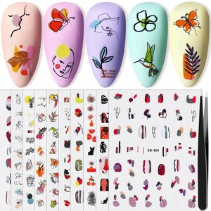 Saviland Unisex 10 Sheets Graffiti 3D Self-Adhesive Nail Art Stickers Set - Assorted Designs. - 1 of 4
