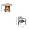 5 Piece Patio Dining Set Acacia Wood with Braided Chairs, Acacia Wood Patio Set with Cushions, Outdoor Round Table Patio Furniture Set-Koiai - 4 of 4