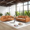 Leather Sofa, 85" Mid-Century Modern Couch, 3-Seater Sofa with Armrests and Comfy Cushions, Deep Seat Leather - 3 of 4