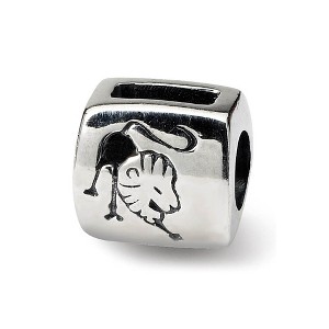 Black Bow Jewelry Sterling Silver Leo the Lion Zodiac Bead Charm - 1 of 3