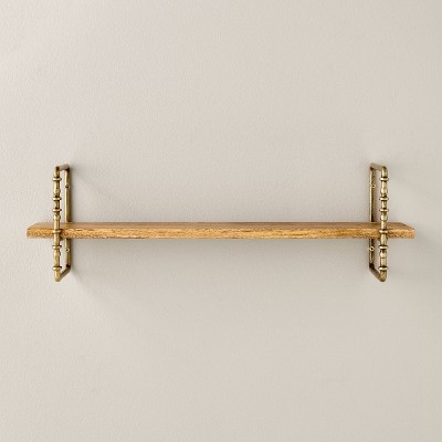 Twisted Brass and Wood Singular Wall Shelf - Hearth & Hand™ with Magnolia