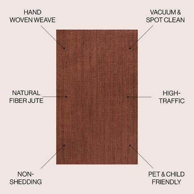 Handwoven Chunky Jute Terracotta Rectangular 3 x 5 Area Rug