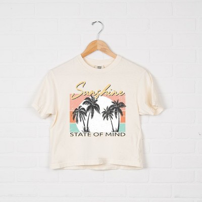 Simply Sage Market Women's Sunshine State of Mind Short Sleeve Relaxed Fit Cropped Tee