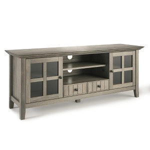 60" Wood TV Media Stand with Cord Management, Tempered Glass Doors and Bottom Drawers for Living Room and Bedroom - 1 of 4