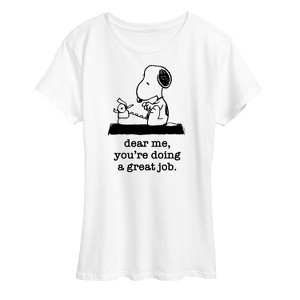 Women's - Peanuts - Snoopy Dear Me You're Doing A Great Job Short Sleeve Graphic T-Shirt - 1 of 4