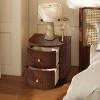 VYNXARIA 24" 2-Drawer Storage Side Table, Dark Walnut Beech Wood - 2 of 4