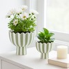 Striped Flower Planter Pots for Home or Garden Decor - Modern Pots Perfect for Indoor or Outdoor Plants - Set of 2: Ceramic, Round, Freestanding, 8" - 3 of 4