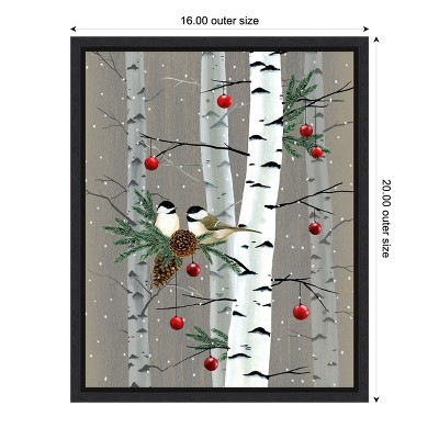 Birch Birds II Seasonal Canvas Wall Art with Black Frame