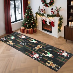 Christmas Area Rug Festival Winter Decorations Rugs Soft Washable Santa Claus Reindeer Snowman Pattern Rug - 1 of 4