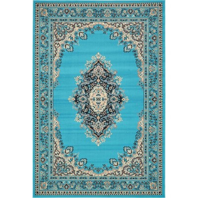 Turquoise Medallion Synthetic 6' x 9' Rectangular Area Rug