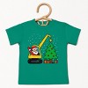 Santa Excavator Distressed - Toddler Short Sleeve Graphic T-Shirt - 2 of 4