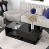 MAYEERTY Modern Coffee Table with Tempered Glass, Wooden 2-Tier Rectangle Center Table for Living Room, Black - 2 of 4