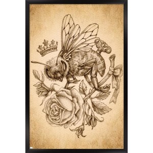 Trends International Brigid Ashwood - Sepia Bee and Rose Framed Wall Poster Prints - 1 of 4