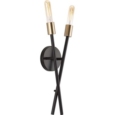 Astra Satin Brass Space-Age 2-Light Dimmable Wall Sconce