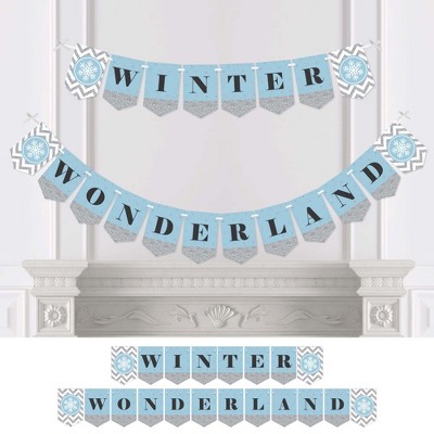 Big Dot of Happiness Winter Wonderland - Snowflake Holiday Party and Winter Wedding Bunting Banner - Snowflake Party Decorations - Winter Wonderland