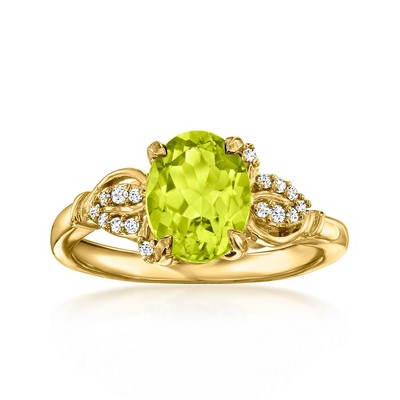 Ross-Simons 1.60 Carat Peridot Ring With .10 ct. t.w. White Zircons in 18kt Gold Over Sterling