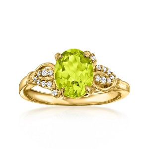 Ross-Simons 1.60 Carat Peridot Ring With .10 ct. t.w. White Zircons in 18kt Gold Over Sterling - 1 of 4