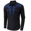 Men's Casual Western Embroidered Cowboy Shirts Button Up Long Sleeve Shirt Floral Design Retro Shirt - 3 of 4