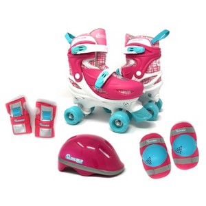 Chicago Skates Deluxe Kids' Quad Roller Skate Combo Set - Pink/White - 1 of 4