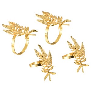 Unique Bargains Wedding Birthday Holiday Party Alloy Decorative Wear-Resistant Branch Shape Napkin Rings 4 Pcs - 1 of 4